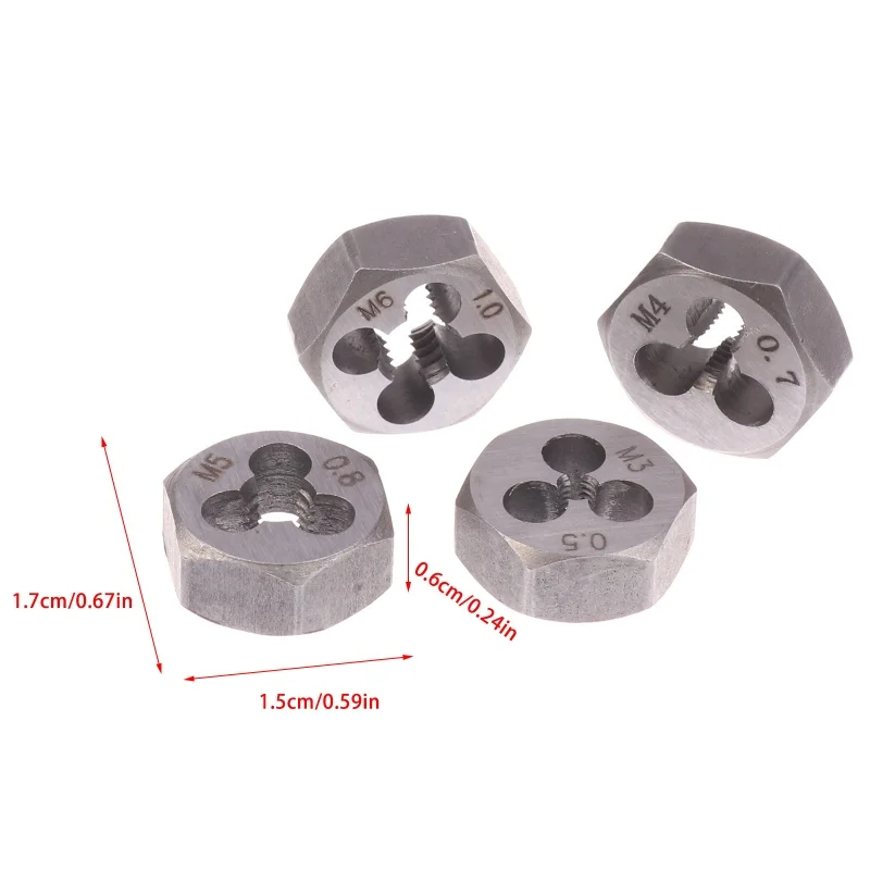 HOT! Metric Thread Hexagon Die Hex Cutting Threads Screw Hexagonal Dies M3*0.5 M4*0.7 M5*0.8 M6*1.0 Hand Thread Dies