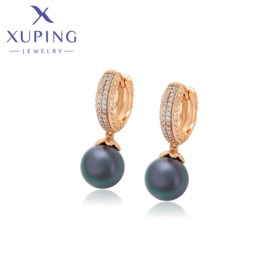 Xuping Jewelry Hot Items Fashionable Exquisite Pearl Round Gold Color Women's Earrings Christmas Party Wish Gifts X000458433