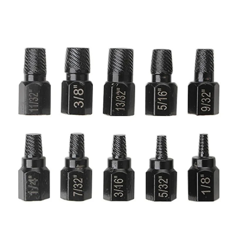 A23T 10Pcs Screw Extractor Kit, Damaged Screw Remover Set, Easy Out Drill Bits Broken Bolt Stud Remover Multi-Spline