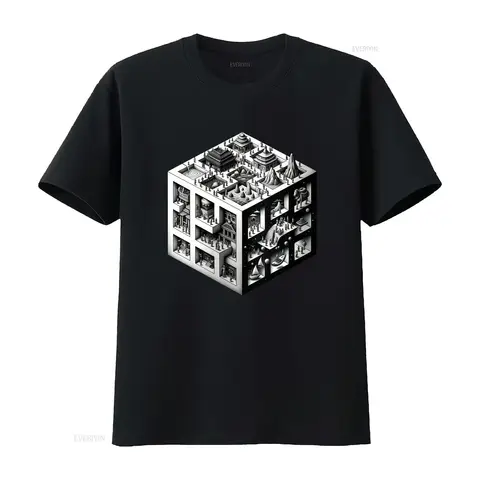 M C Escher Surreal Morphing geometric T Shirt  for Him or Her Birthday tee vintage Washed streetwear Stylish fashion graphic