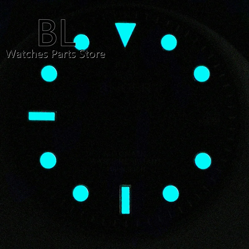 BLIGER 29mm Watch Dial Hand Set Black Blue Green Fit NH35 3135 Movement Blue Luminous Watch Part Accessories 3 O\'clock Crown