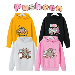 Pusheen Cat Girls Clothing Thickening Hoodies Winter Warm Sweatshirt Anime Printing Children Cute Kids Pullover Clothes Gift Hot