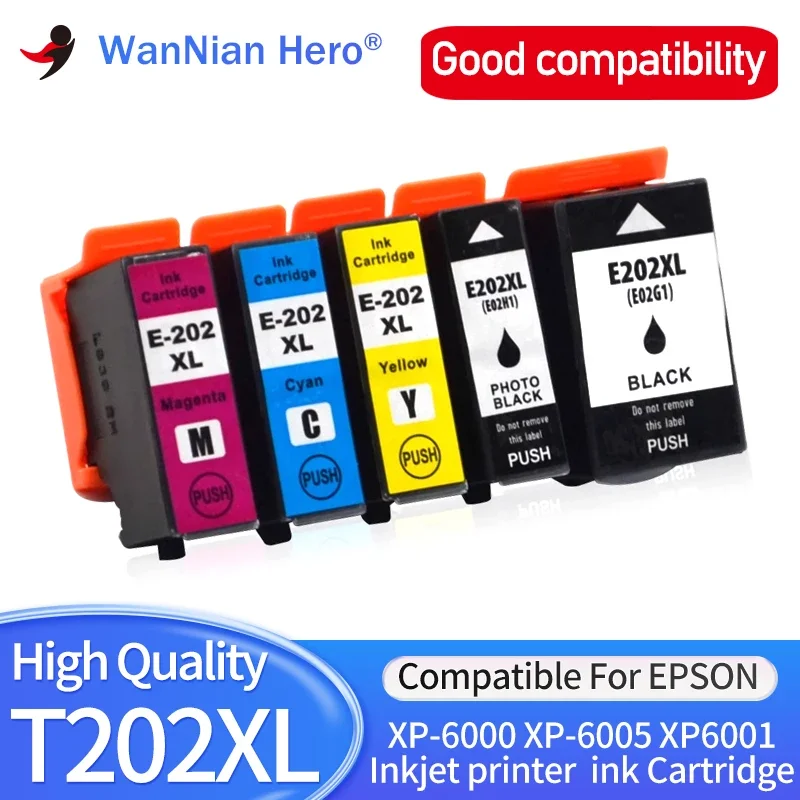 T202XL Compatible  Ink Cartridge 202 xl Ink Cartridge For Epson 202XL Expression premium XP-6000 XP-6001 XP-6005 Printer