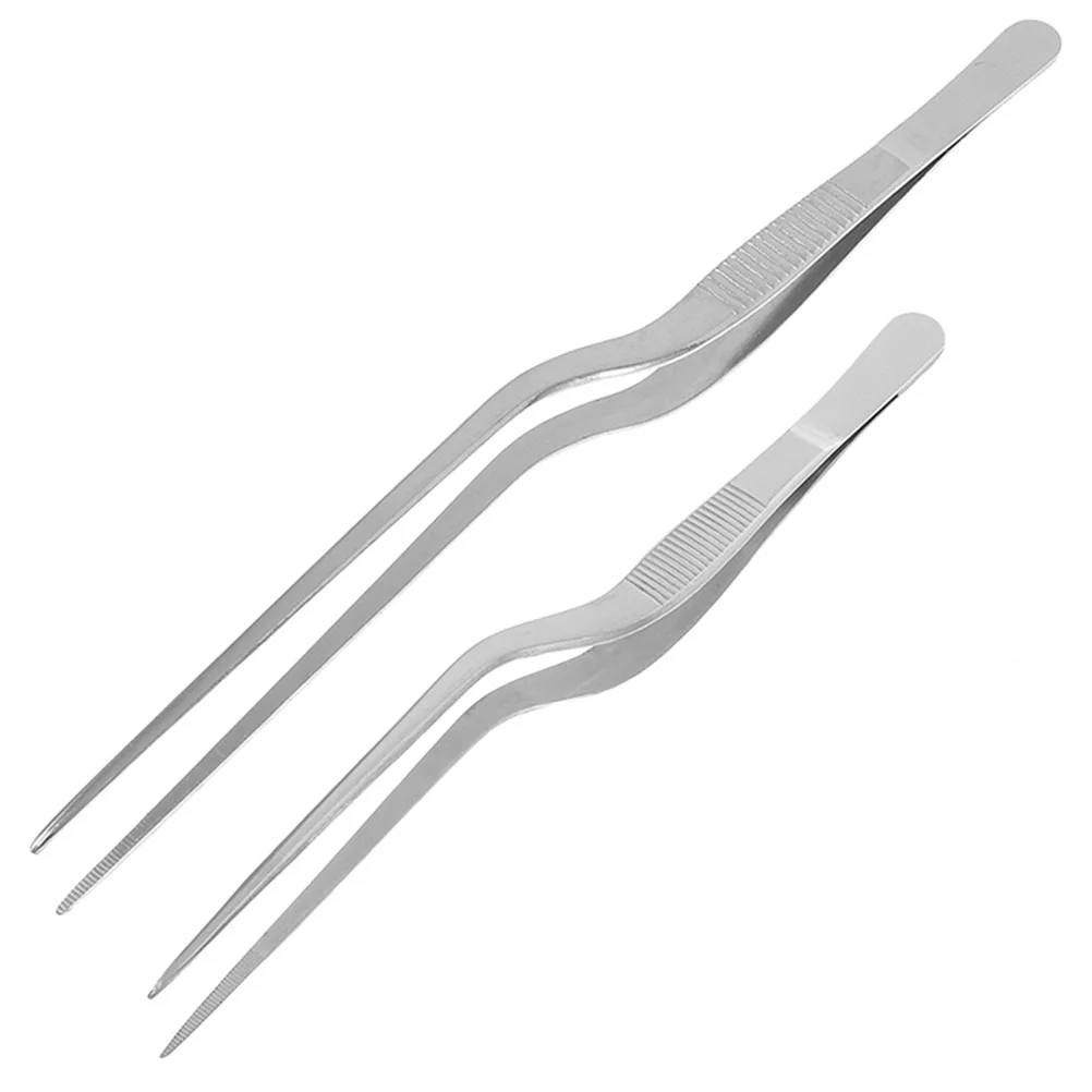 

2 Pcs Stainless Steel Tweezers Lash Anti Scalding Clip Fish Removing Clips Kitchen Accessories Cooking