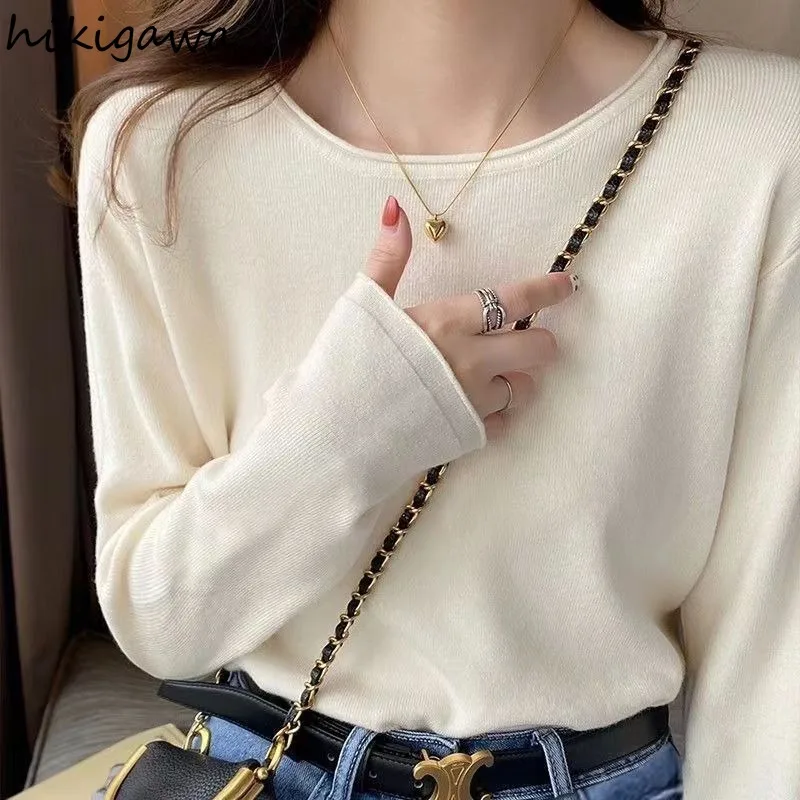

Casual Sweater for Women Sueter Mujer Korean Pull Femme O-neck Long Sleeve Solid Color Jumper Fashion Knitting Pullovers 63h745