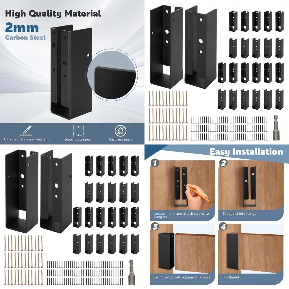 

24-Pack 2x6 Concealed Joist Hangers, Heavy-Duty Powder-Coated Steel Truss Brackets for Beams, Swings, Decks, and Ceiling Support