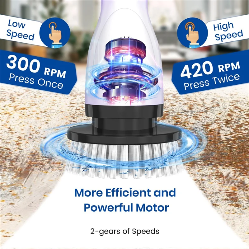 AC39-Multi-Function Electric Folding Cleaning Brush With Replaceable Brush Head Adjustable Speed And Adjustable Extension Handle