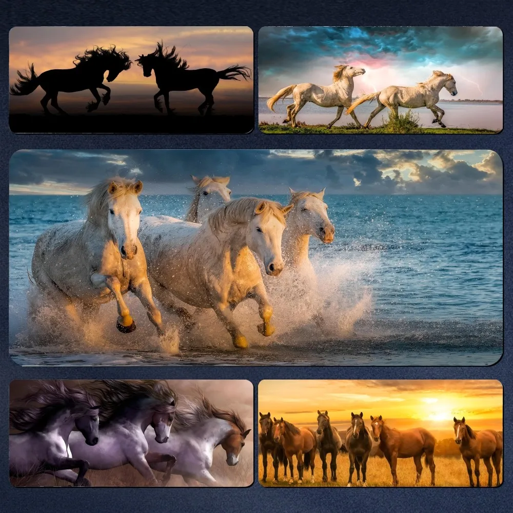 Prairie Horse Mousepad Large Gaming Mouse Pad LockEdge Thickened Computer Keyboard Table Desk Mat