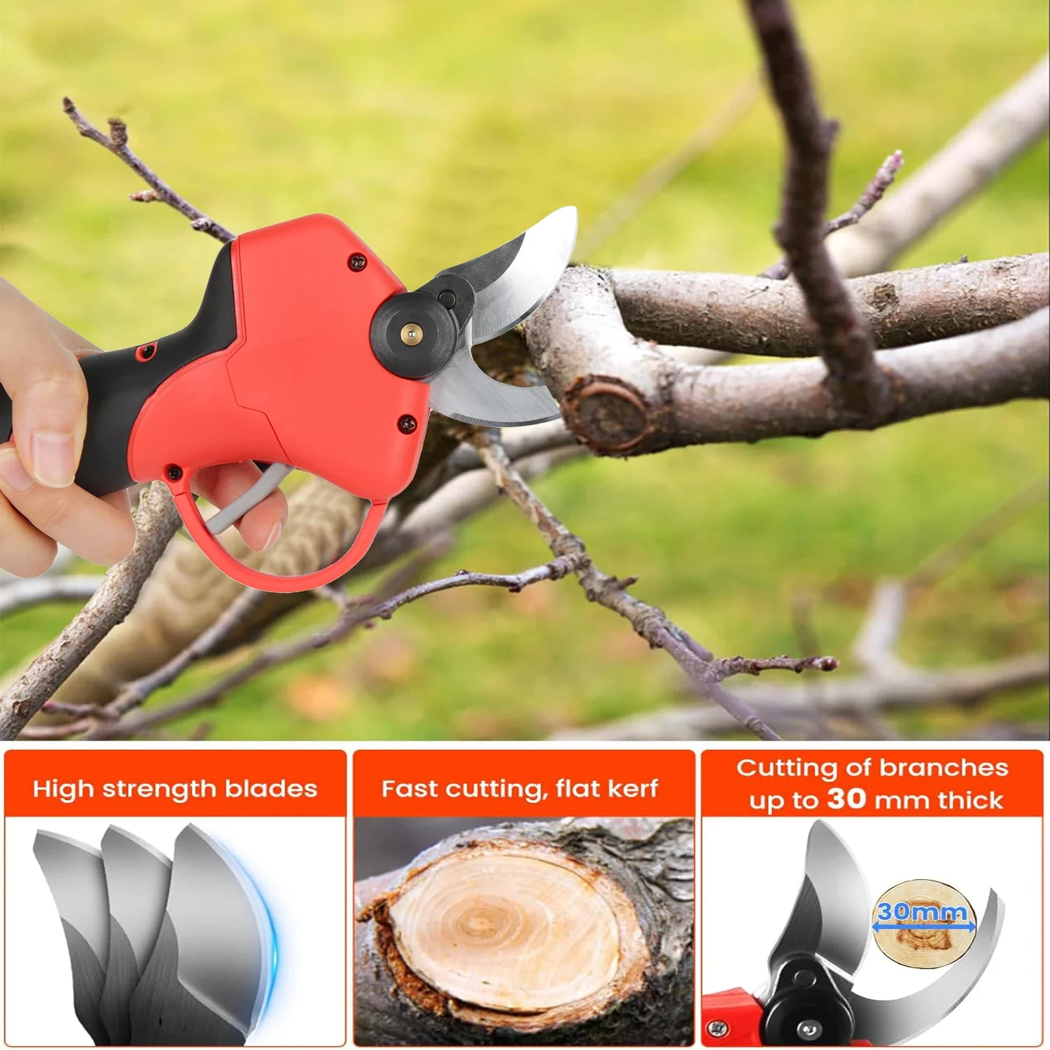 30mm Brushless Electric Scissors Pruning Shears 4 Gears LED Battery Display For Makita Cordless Garden Pruner Fruit Tree Branch