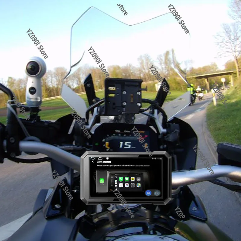 

7 Inch Android 8.1 Waterproof Motorcycle Navigator DVR Dash Cam Wireless Carplay Android Auto Bluetooth Music Player