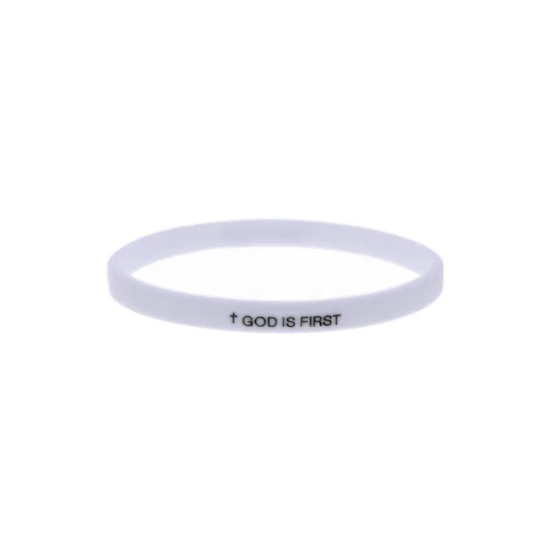 50 Stück Armbänder mit dem Motto „Glaube ist alles“, Silikon-Armbänder mit der Aufschrift „Gott steht an erster Stelle“, religiöse Geschenke für Veranstaltungen, Armreifen für Männer und Frauen. – Detail 3