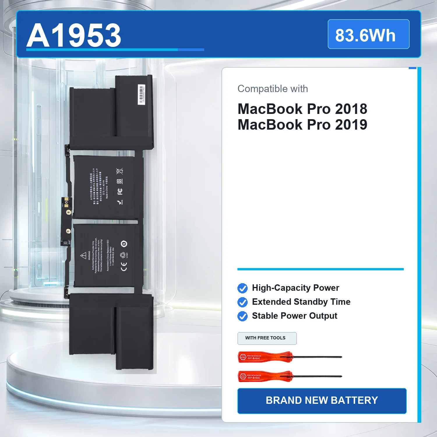 A1953 83.6Wh 11.4V Laptop Battery For Apple MacBook Pro 15 inch Mid 2018 2019 EMC3215 3359 MV902LL A MV912LL A MV922LL