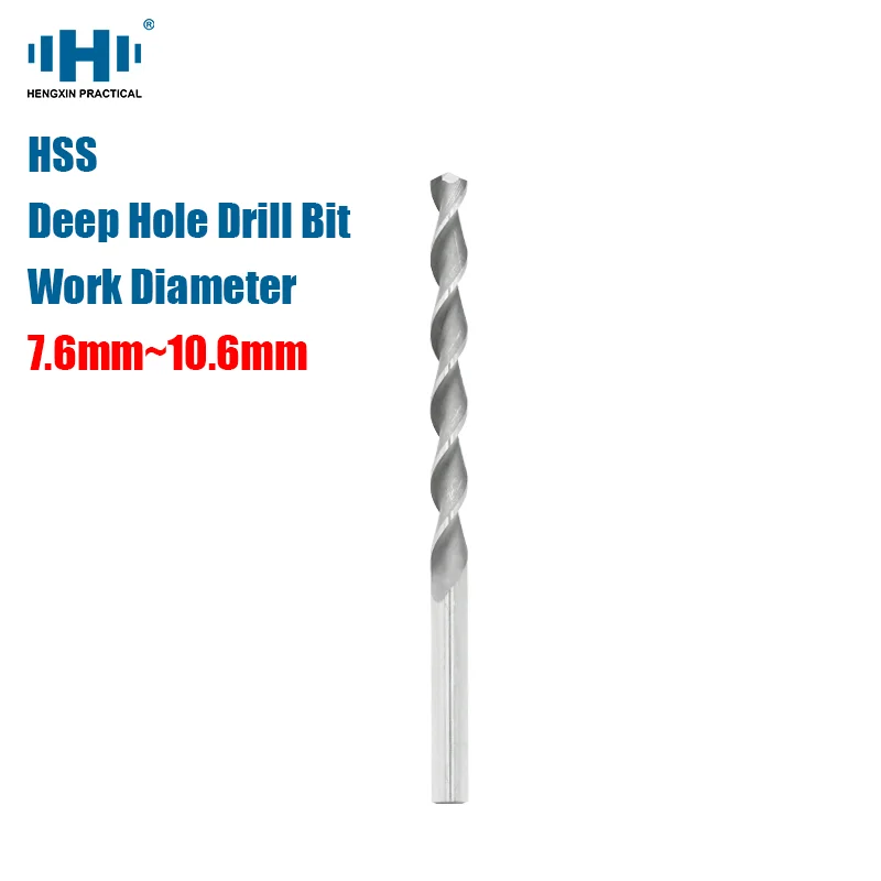 

HENGXIN Speed Steel Deep Hole Drill Bit 7.6mm--10.6mm HSS High Straight Shank Stainless Alloy Steel Tools for Electric Drills