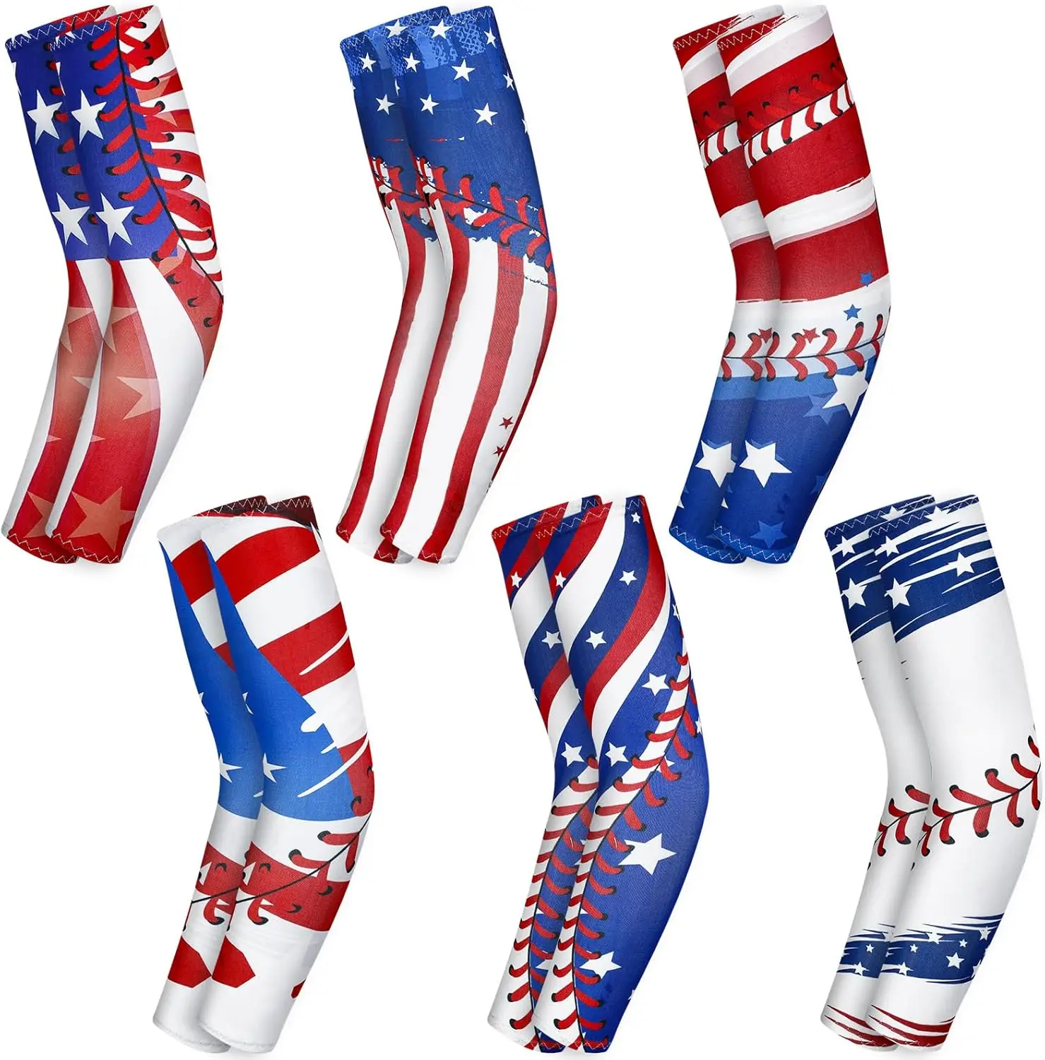 

6 Pairs Youth Arm Sleeves Baseball Basketball Compression Sun Protection Anti Slip