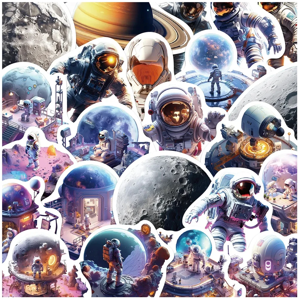 

10/30/50pcs Cute Outer Space Astronaut Cartoon Stickers Aesthetic DIY Scrapbook Stationary Phone Vinyl Cool Decals Sticker Toy