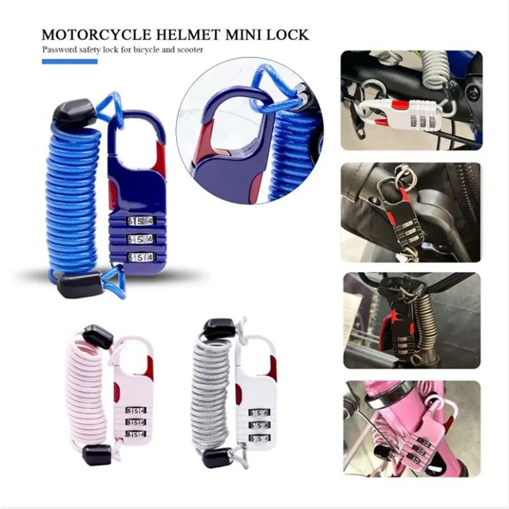 

Metal Bicycle Accessories Cable Lock 3 Digit Combination Password Anti Theft Helmet Lock Cable Lock Security Lock Bicycle Lock