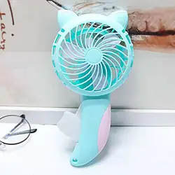 Ventilador de refrigeración Manual, práctico y práctico, diseño de gato, alta velocidad para estudiantes, para verano