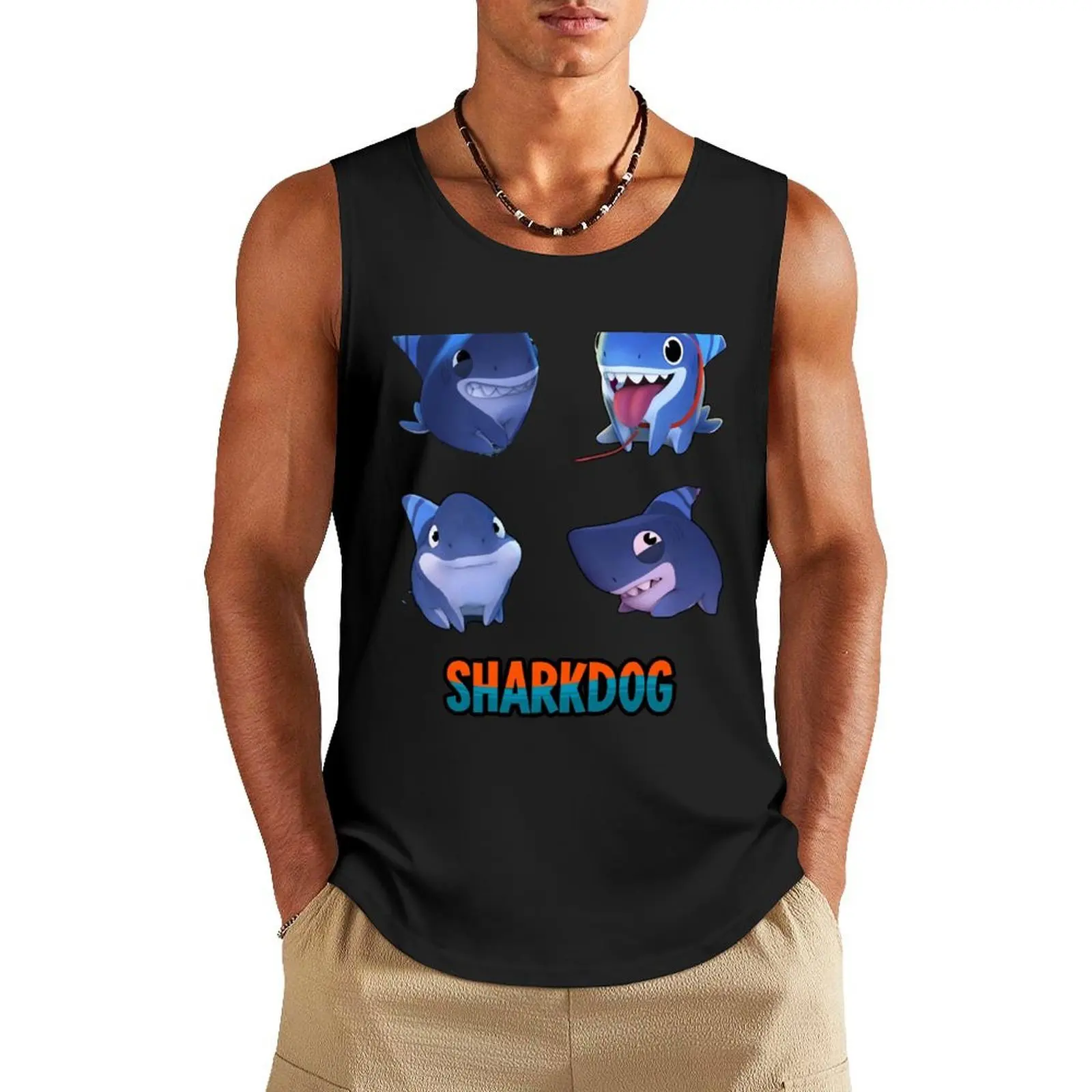 

Sharkdog Netflix animation Tank Top gym clothes man fitness Men's sleeveless gym shirts t-shirts for Men's gym Sports shirt man