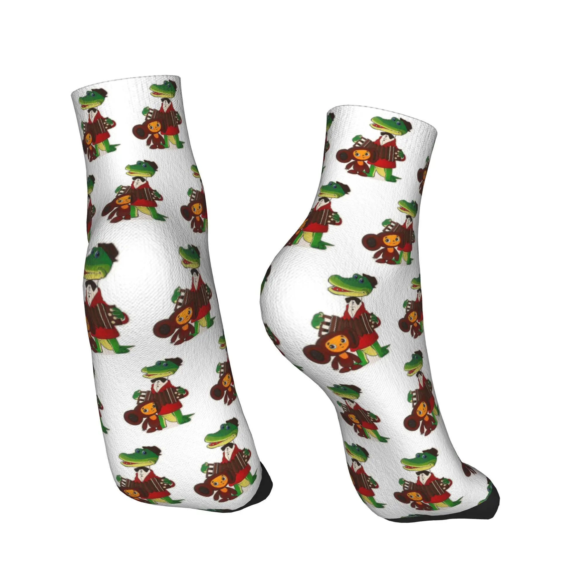 Todas as estações cheburashka e gena meias harajuku super macio esporte meio tubo meias macias engraçadas para presentes das mulheres dos homens