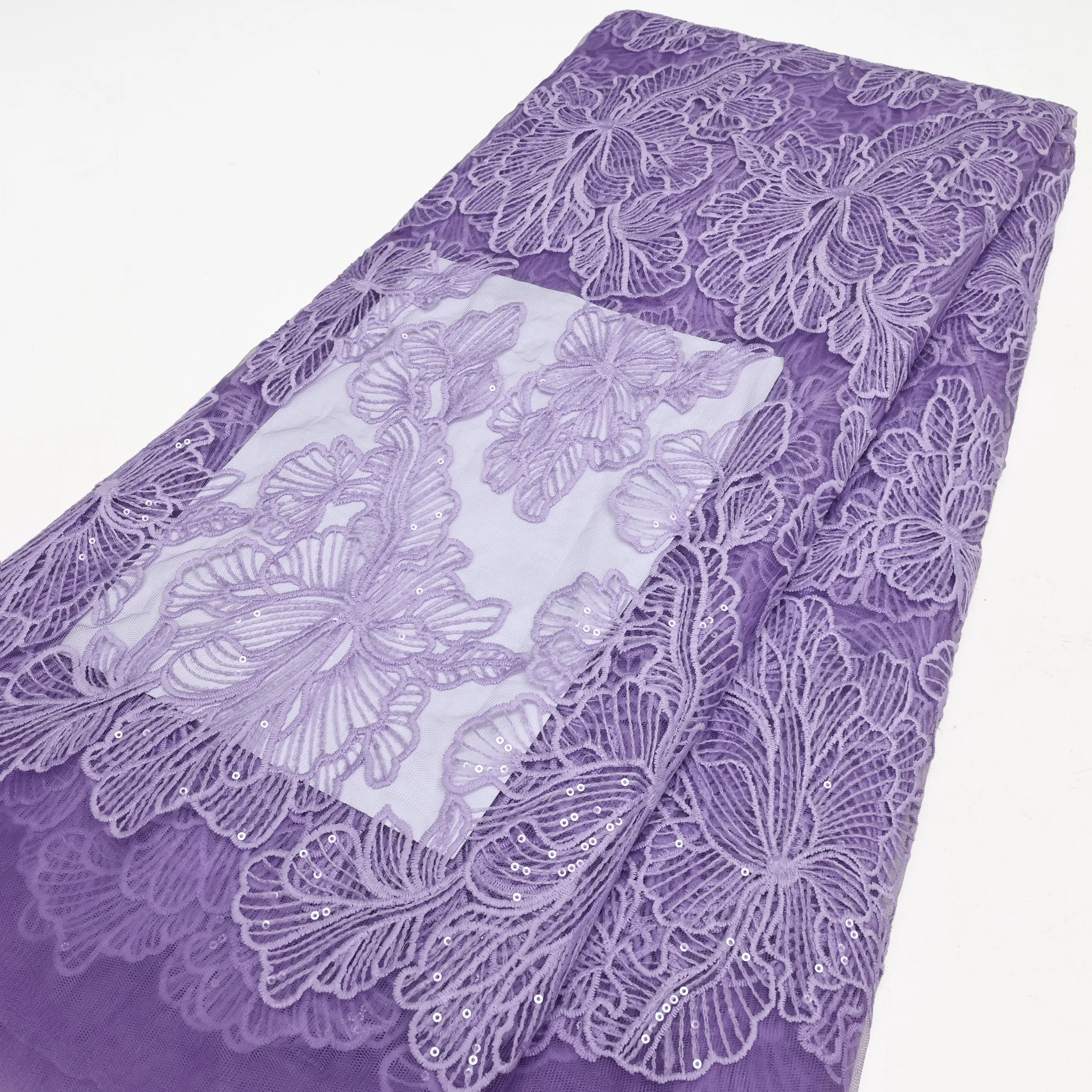 Nigérian plus récent paillettes tissu cordon dentelle tissus femmes africain Soluble dans l'eau dentelle robes de mariée 5 Yards lait soie dentelle tissu