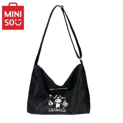 MINISO Cartoon stampato Nylon carino Kuromi borsa di grande capacità borsa a tracolla Casual moda borsa da donna