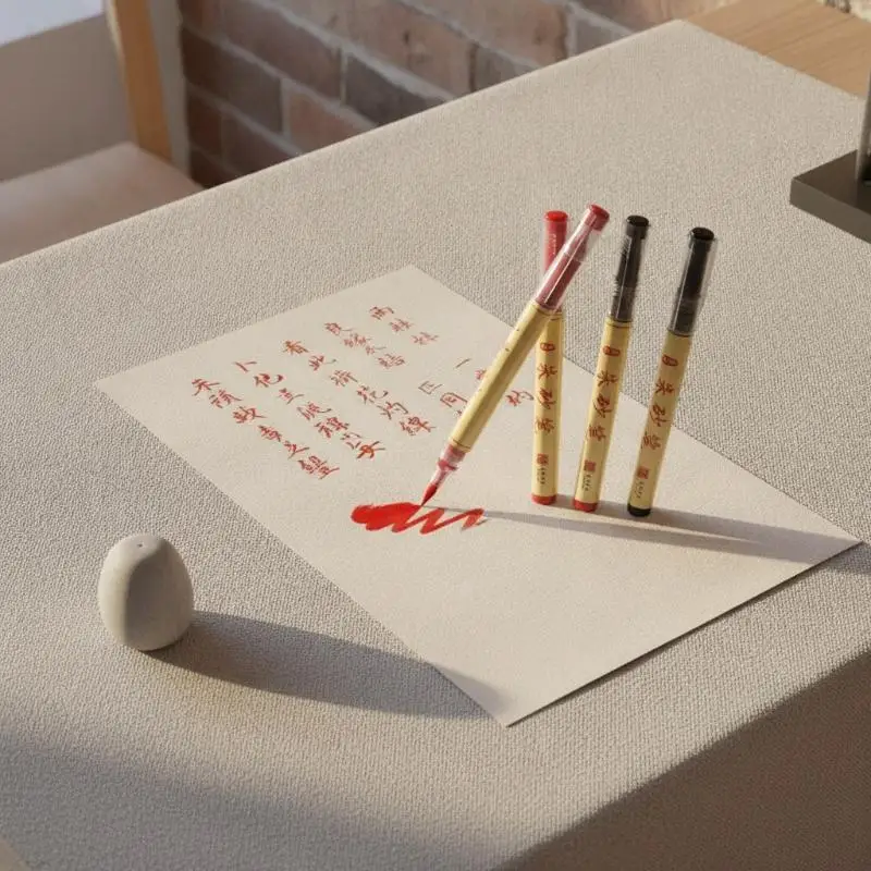 Cinnabar Calligraphy Brush Pen Chinese Blessing Writing Practice Tool Xuan Paper Stationery Supplies for Beginners Students