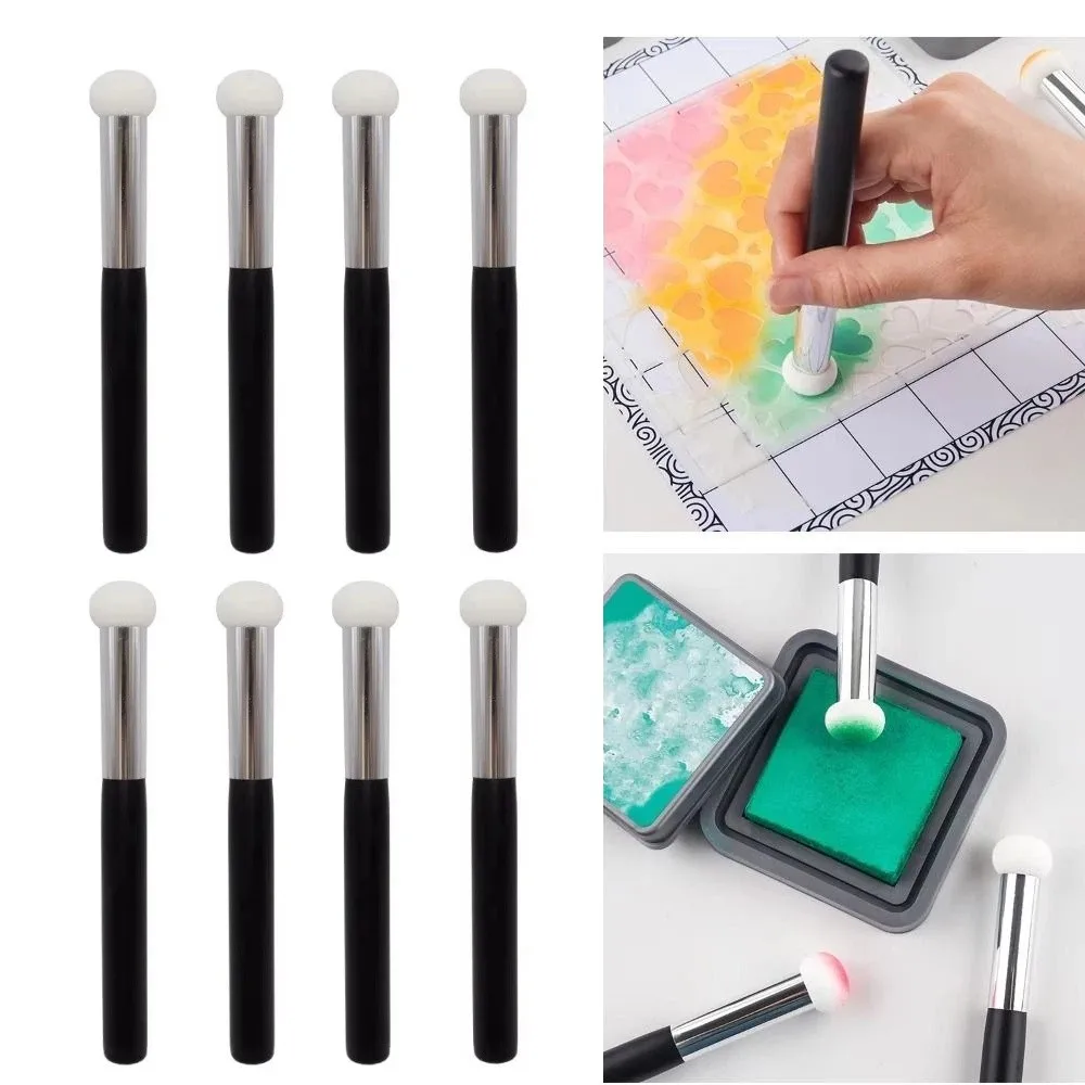 8Pcs Reusable Mushroom Head Cosmetic Brush Ergonomic Handle Soft Sponge Art Brushes DIY Craft Non-Slip Makeup Sponge Applicator