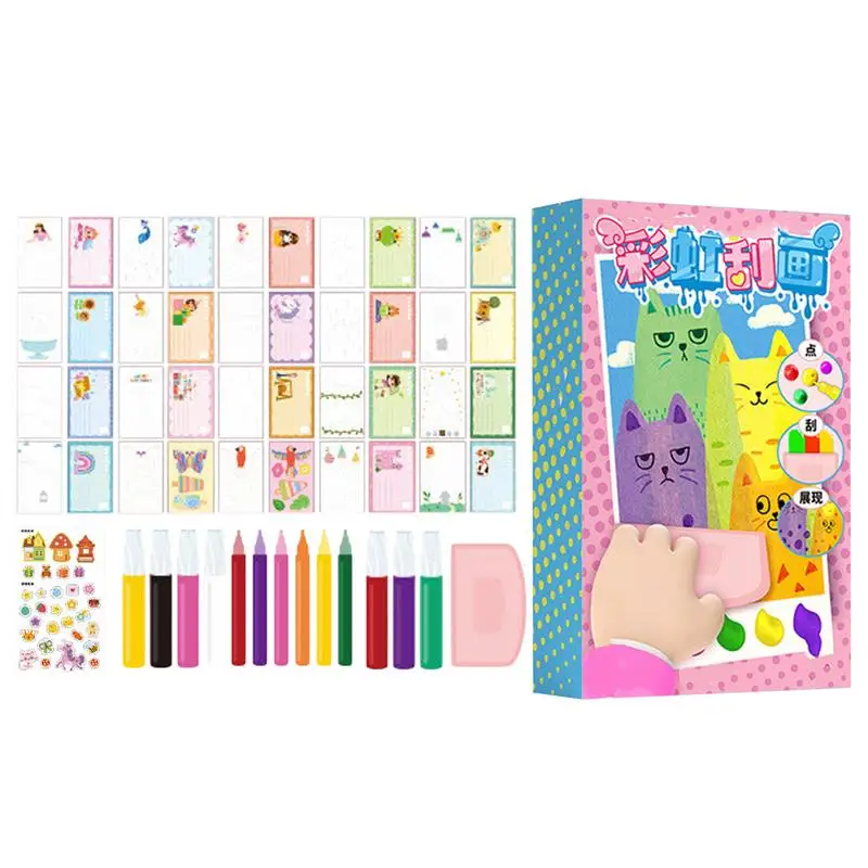 Scratching Art Paper Kids Scratch Painting Craft Kit Rainbow Scratches Paper Art Paint Kit For Children Girls Boys Toddler