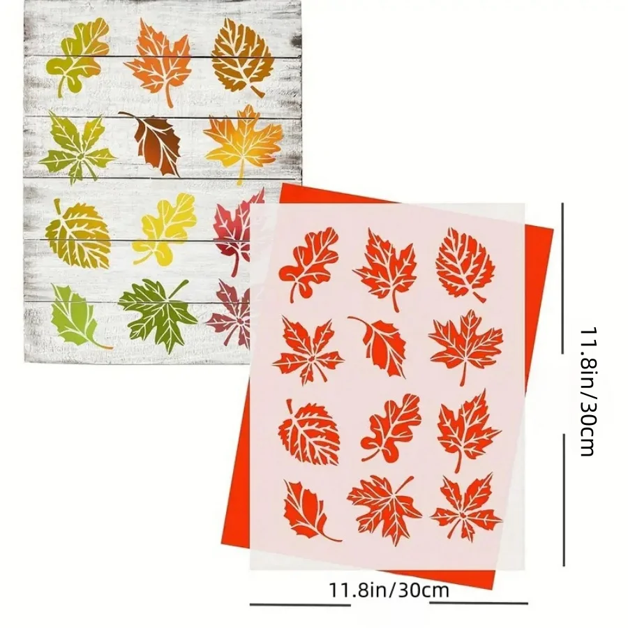 استنسل أوراق شجر متنوعة للحرف اليدوية - تصميمات من خشب البلوط والخشب والكرمة للديكور بنفسك وصناعة البطاقات