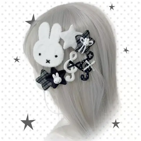 5pcs Miffy Hair Clip Cute Side Bangs BB Clip Kawaii Cartoon Hair Ornament Accessory Set Student Hair Accessory Girls Gifts Toys