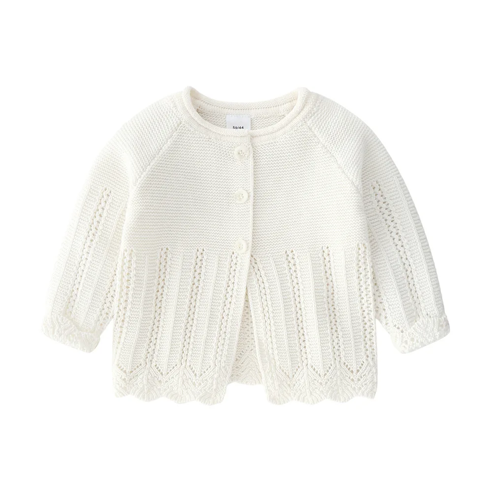 Baby Knitwear Coat Spring and Autumn Sweet Beauty Baby Cardigan Versatile Baby Clothes Solid Color Western Knitted Coat