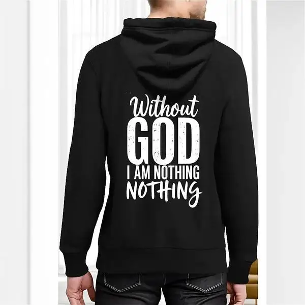 

Повседневная толстовка с капюшоном «God's Pious Theme and Simple Font Graphics», подходит для христианских тематических встреч и церковных мероприятий.