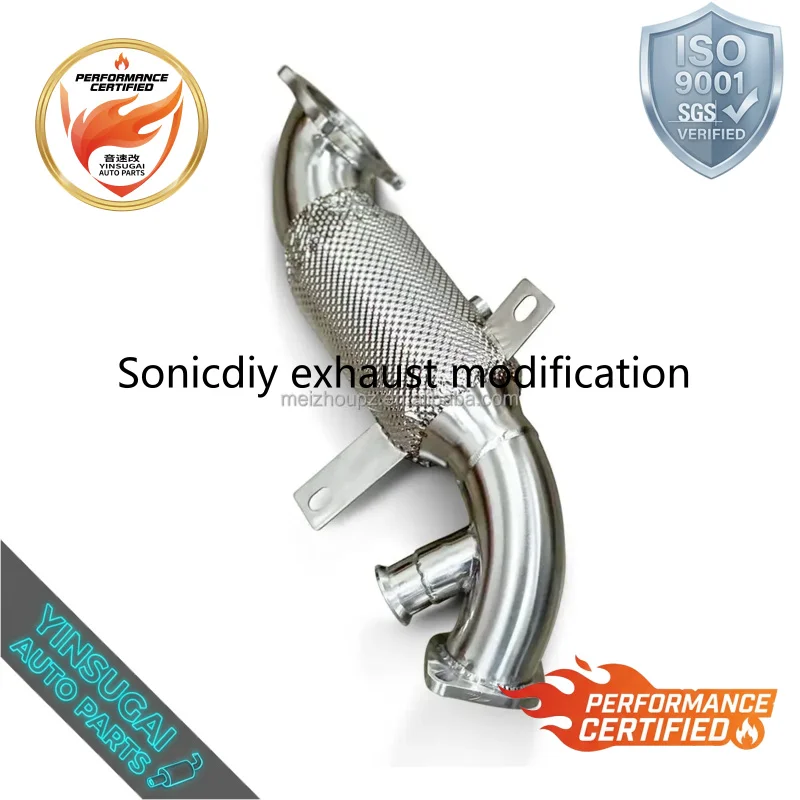 SS304 Catted Downpipe for Alfa Romeo Giulia Stelvio 2017-2021 2.0T Heat Shield Direct Fit Performance Exhaust Upgrade