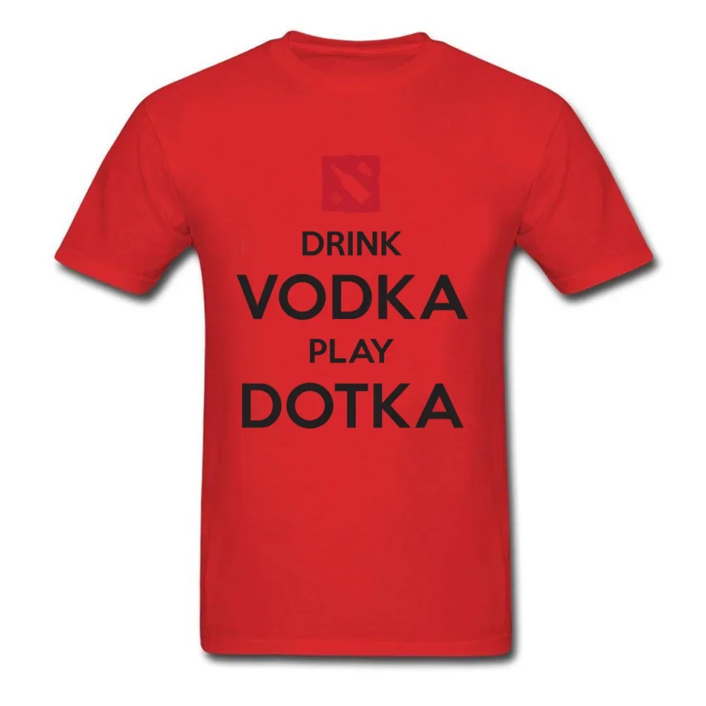 Drink Vodka Play Dotka Funny Gamer White T-shirt Men Letter T Shirt  Group Custom Cotton O Neck Tops Tees  graphic t shirts