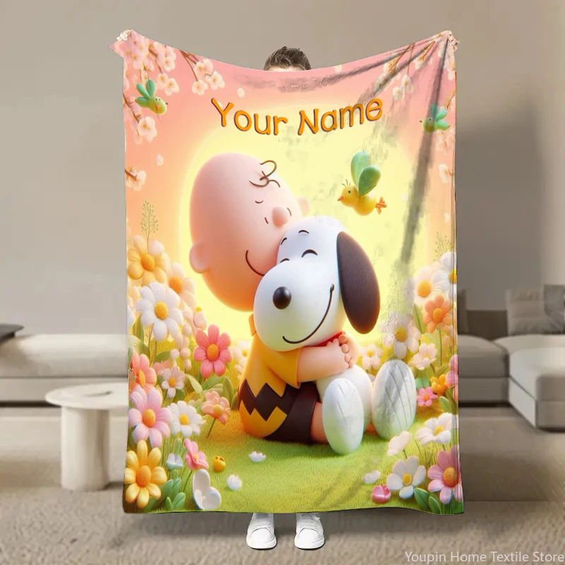 Couverture Personnalisée avec Nom, SnoAmendements, Chien de Dessin Animé, en Peluche Douce, Glutnel, pour Lit, Canapé, Cadeau pour Enfant