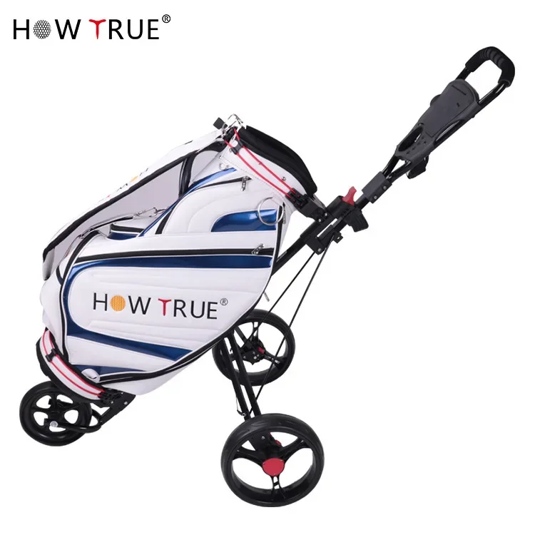 Golf Chartered Cart Trolley Portable Foldable Storage Tricycle Aluminum Cart Golf Course Supplies triangle More stable