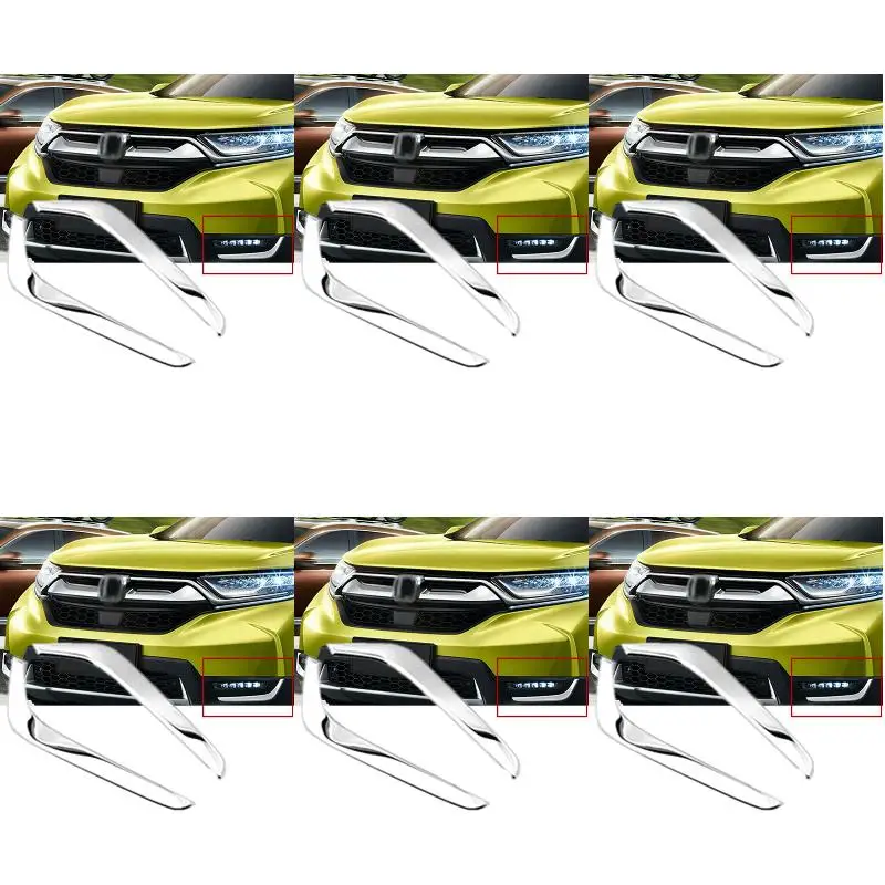 6Pack X(Front Fog Light Lower Cover Eyelid Trim Chrome for V 2017 2018 2019 Car Styling