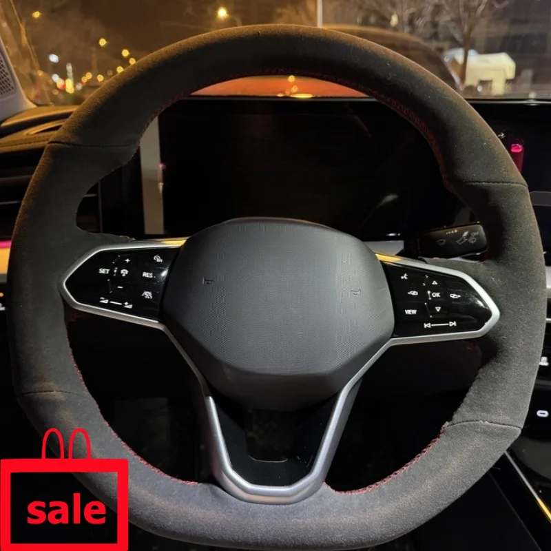 

Customizable Handmade Suede Leather Steering Wheel Cover For Volkswagen VW Atlas Golf 8 Mk8 Jetta Passat B9 Tiguan Sharan
