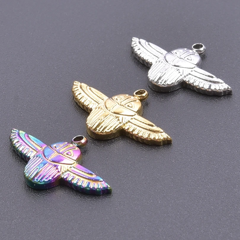 Punk 10pcs/lot Stainless Steel Animals Pendants Leopard Eagle Bat Mockingbird DIY Jewelry Marking For Necklace Bracelet Earrings