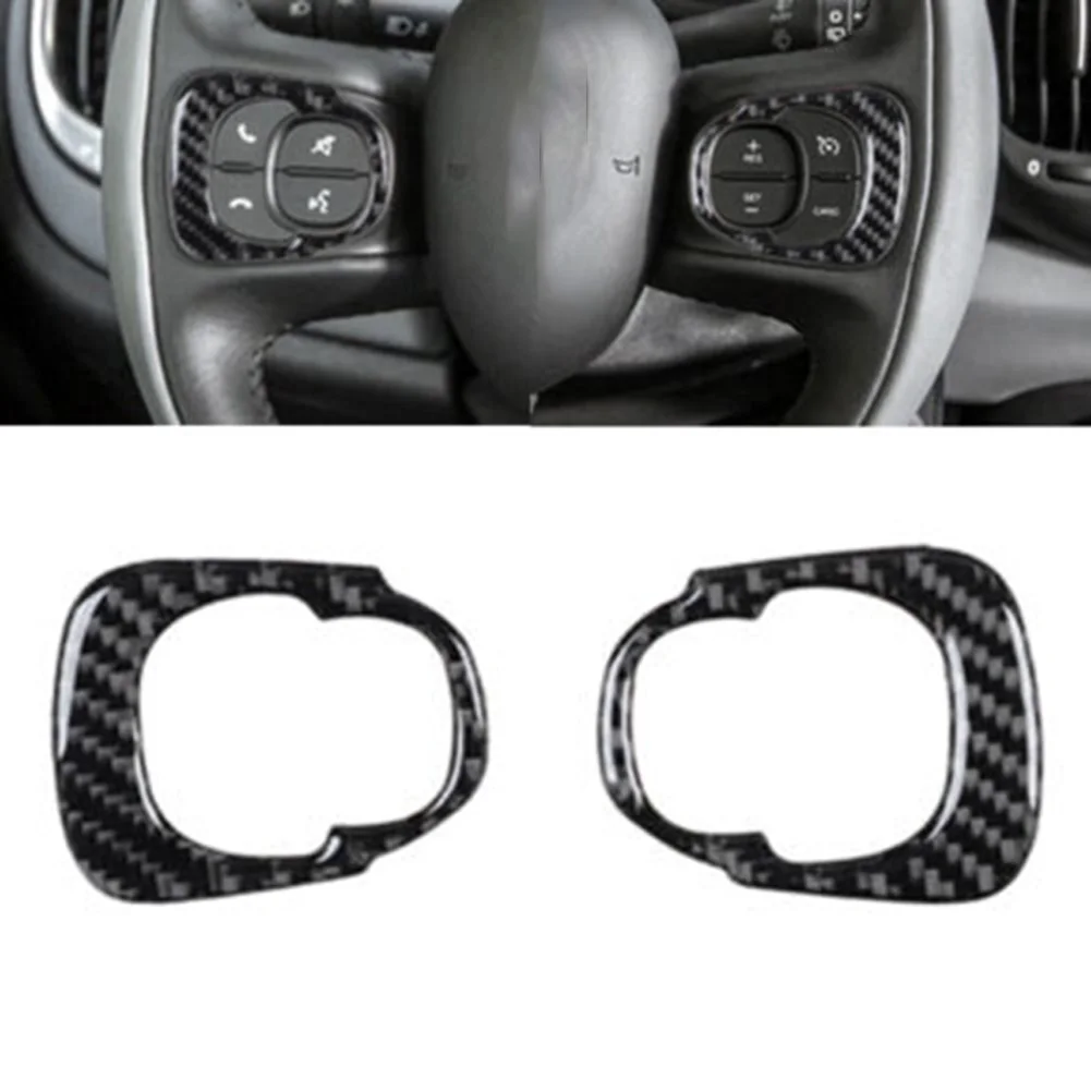 Enhance Your Driving Experience with Carbon Fiber Car Steering Wheel Button Panel Trim Cover for Fiat 500L 1417