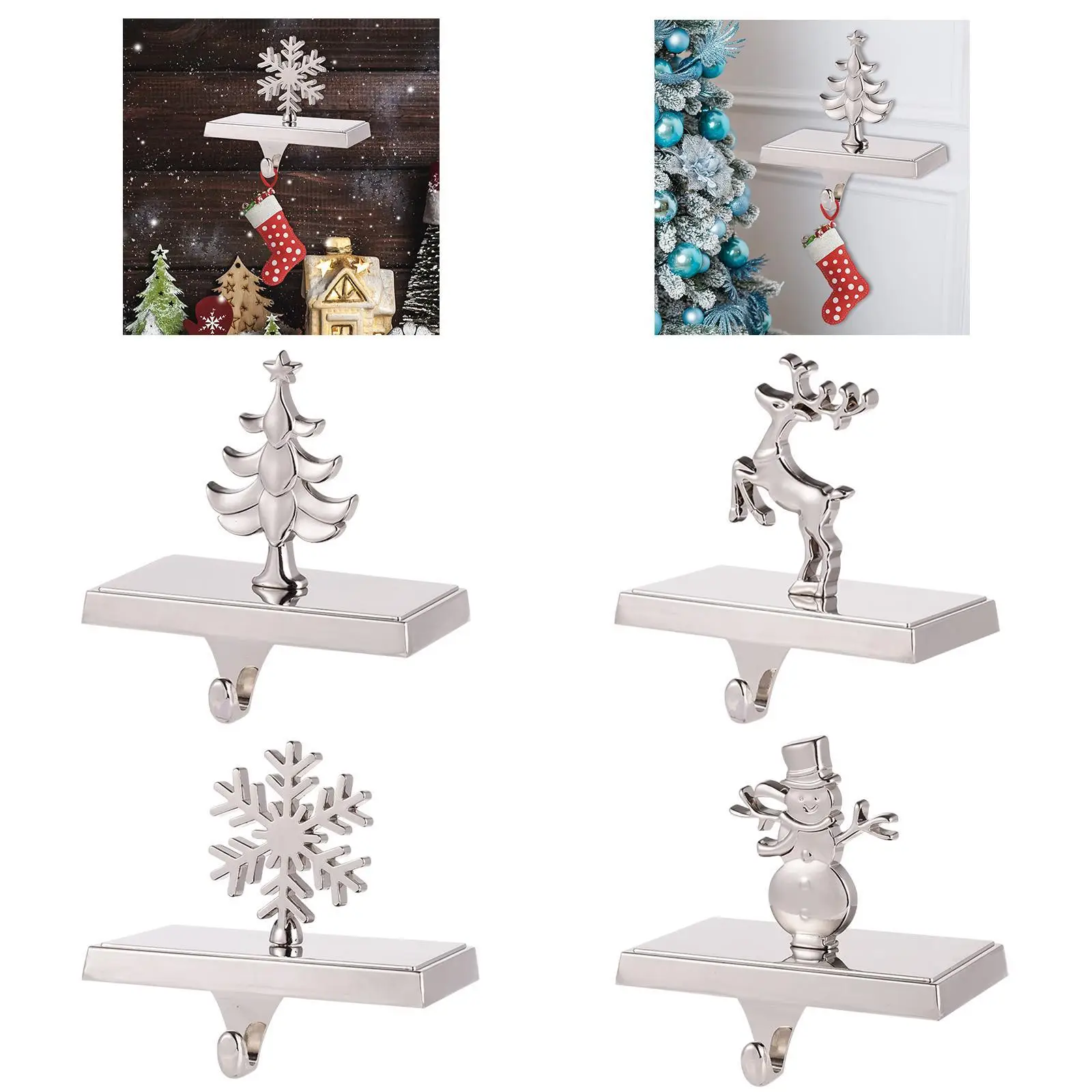 Christmas Stocking Hanger Fireplace Christmas Stocking Hook Christmas Stocking Holder for Xmascountertop Pub Shelf Hotel Dresser
