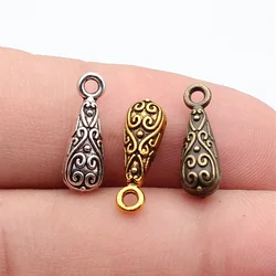 WYSIWYG 20pcs 15x5x5mm 3 Colors Carved Water Drop Charms Accessories For DIY Jewelry Making Jewelry Findings
