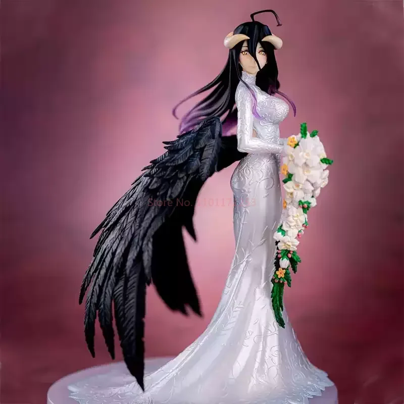 

Overlord Albedo Anime Girl Figure 25cm Large Wedding Dress Statue With Black Wings Desktop Decoration Collectible Gift For Boys
