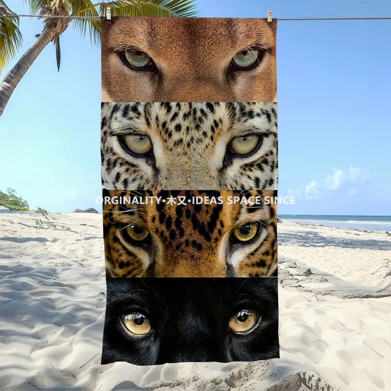 

Wild Big Cats Eyes Beach Towel Patterned Sunscreen And Windproof Suitable For Swimming Pool Camping Travel