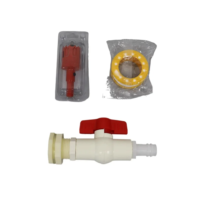 "Kit de drenagem de habitat de tartaruga - conjunto de montagem de anteparo de 1/2" e 3/4" para gabinetes de plástico com válvulas de liberação rápida"