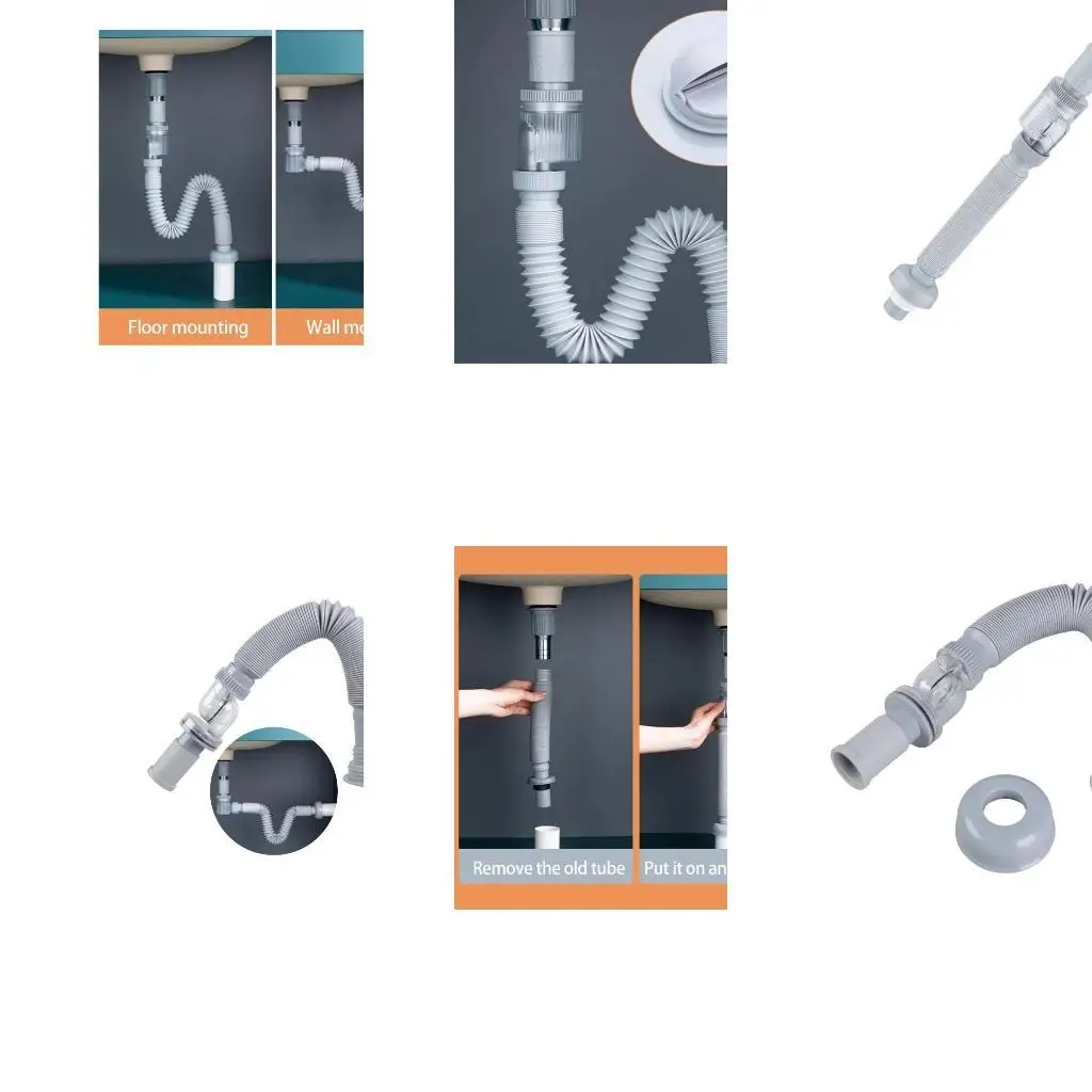 

652F Universal Kitchen Sink Drain Pipe Telescopic Flexible Drain Hose Sink Deodorant Strainer Drain Sewer Pipe for Bathroom
