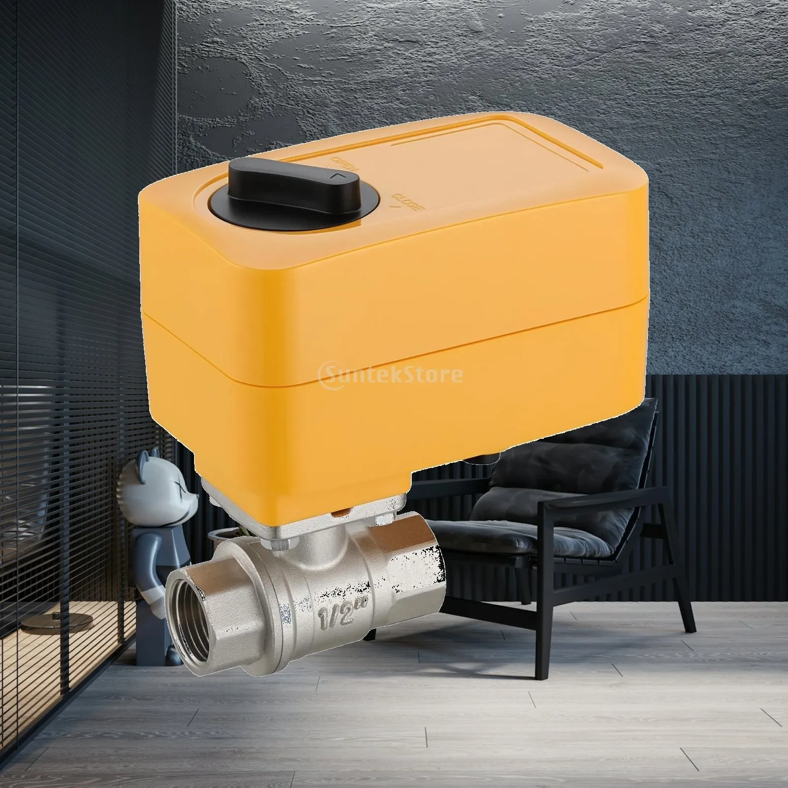 Motorized Ball Valve 12V with Manual Open Close Handle Brass Construction for Water Control and Leak Prevention