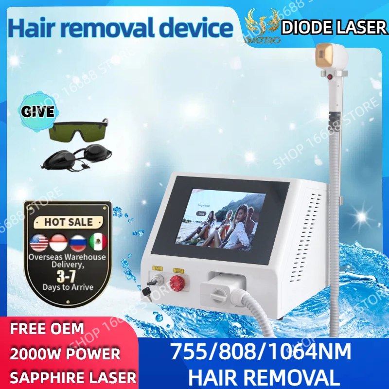 

Painless 808nm 755 1064 Diode Laser Hair Removal Machine Alexandrit Permanent Removal Cooling Head Painless Laser Epilator