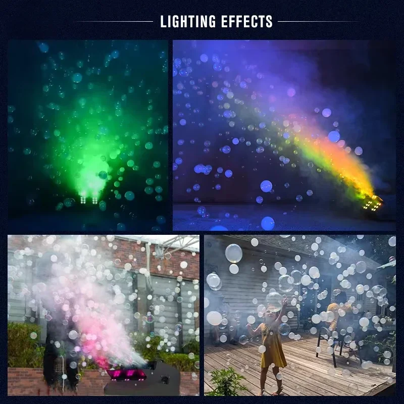 1200W Double Outlet DMX LED RGB Fog Smoke Bubble Machine for Indoor Outdoor Stage Party Kids