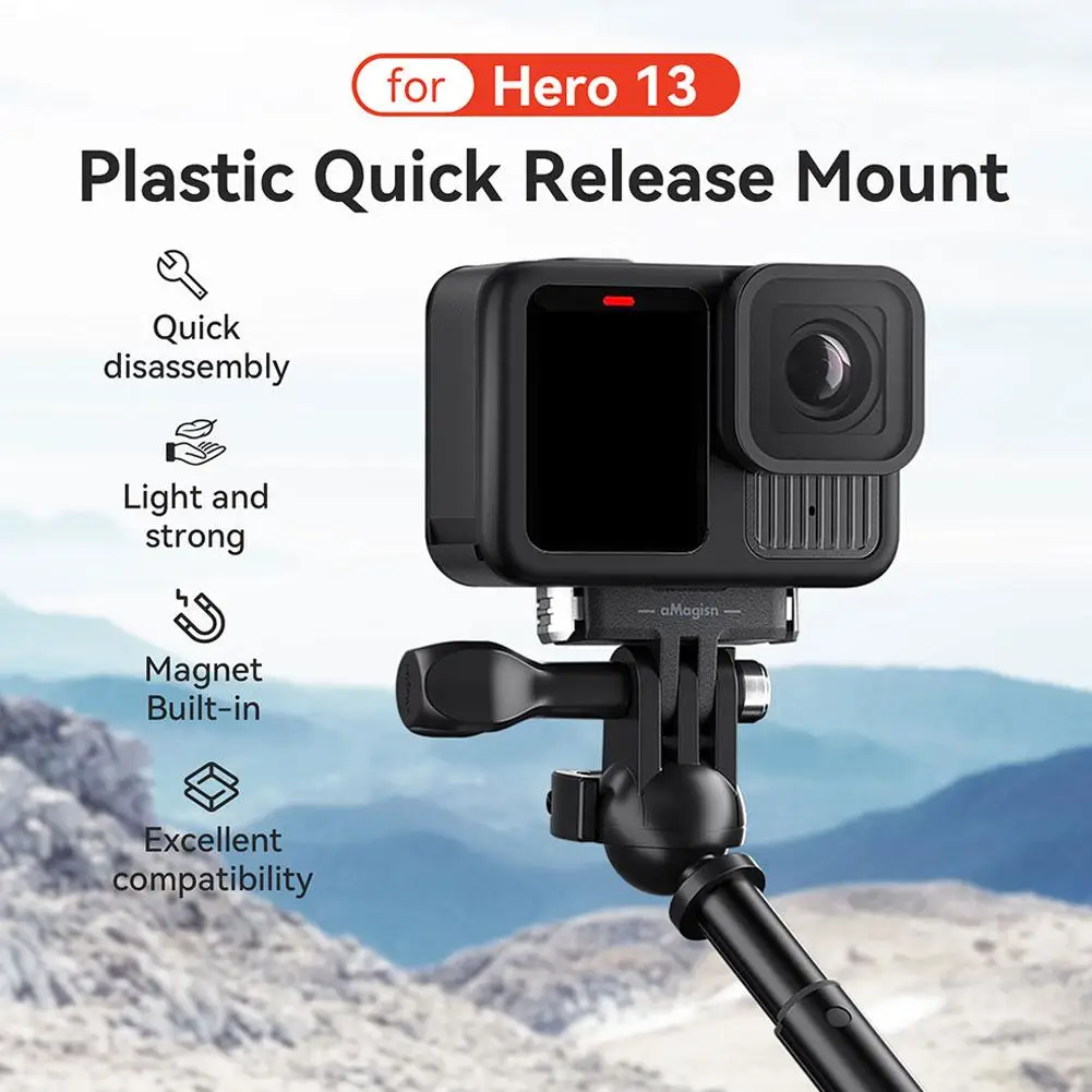 Base adaptadora de liberação rápida para gopro 13, suporte magnético, montagem de extensão para gopro hero 13, acessórios para câmera de ação